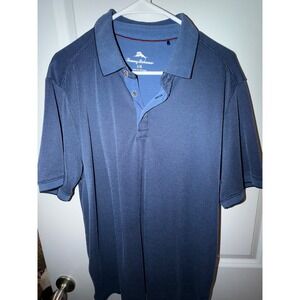 Tommy Bahama Mens Blue Textured Honeycomb Short Sleeve Polo Shirt Large L